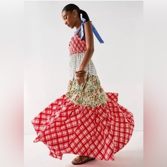 FREE PEOPLE Bluebell Mixed Print Cotton Maxi Dress - Picture 13 of 17